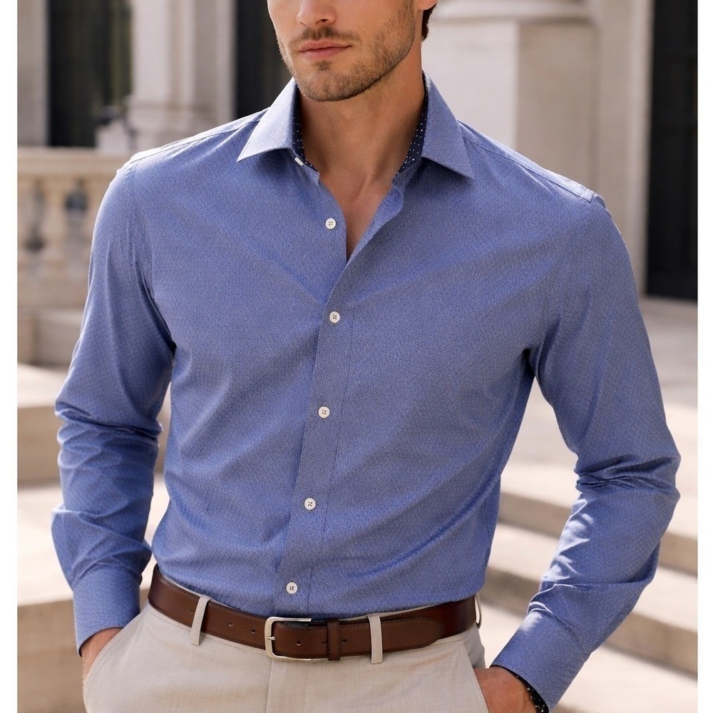 English Laundry Blue Patterned Button-Down Dadcor… - image 1